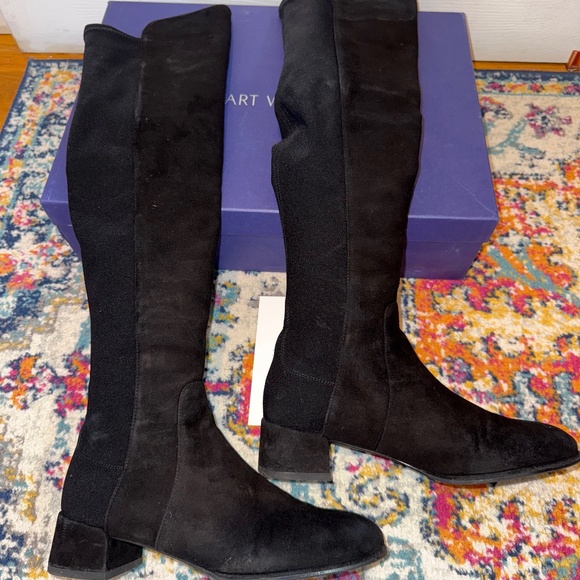 Stuart Weitzman Over-the-Knee Black Suede Boots - Women's 8 5050 - Picture 7 of 12